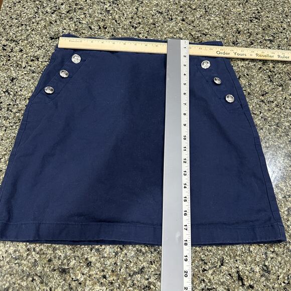 LOFT Skirt Size 6 Navy Blue Button Detail Mini Nautical Preppy Y2K Cotton Blend - Picture 5 of 7